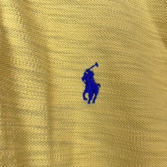 Vtg 90 Polo Ralph Lauren Yellow Multicolor Stripe Short Sleeve Men Sz Small Flaw - Picture 6 of 10